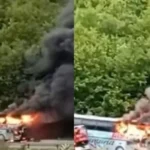 TRONDITESE! Autobusi plot me pasagjer shpërthen në flakë gjatë lëvizjes (Video)
