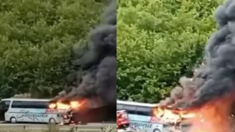 TRONDITESE! Autobusi plot me pasagjer shpërthen në flakë gjatë lëvizjes (Video)